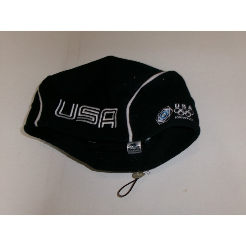 USA OLYMPIC ROOTS WINTER BEANIE KNIT TOBOGGAN 00S Y2K HAT CAP VINTAGE DEATOCK H3